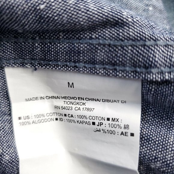 Old Navy Slim Fit Shirt Chambray Blue Floral Long Sleeve M Medium - Picture 5 of 12